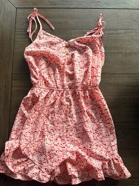 Woman’s Pink Floral Tie-Shoulder romper